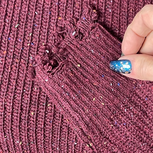 Zenana Distressed Turtle Neck Sweater - Picture 4 of 8